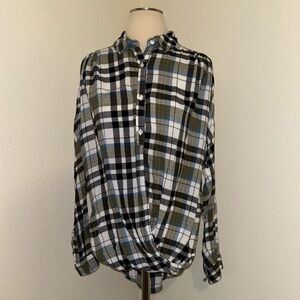 BP Black Cream Light Blue Flannel Shirt Size Small S Fall Autumn